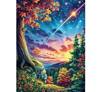 Estrella fugaz sobre Bosque mágico Puzzles 1000 Piezas Juguete Educativo 3D Ciencia ficción sueño mágico Rompecabezas Familiar para Toda La Familia Entretenimiento Creativo Decorativo 1000 PCS