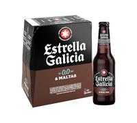 Estrella Galicia 0,0-6 Maltas, Cerveza Sin Alcohol, 6 Botellas x 25 cl
