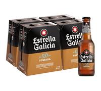 Estrella Galicia 0,0 Tostada - Cerveza Lager sin Alcohol, Pack de 24 Botellas x 25 cl, Sabor y Aroma Tostado y Equilibrado, 0% Volumen de Alcohol