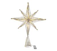 Estrella Iluminada para La Punta del Árbol De Navidad con 20 Luces LED, Ornament De Corona De Árbol De Navidad con Estrella Hueca Brillante, Decoración Festivo para Salón, Comedor Y Árboles