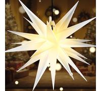 Estrella moravia grande de 21 pulgadas Luz de estrella de Navidad Luz de estrella de papel linterna colgante para árbol colgante al aire libre 3D Belén estrella de Adviento Estrella Decoración de