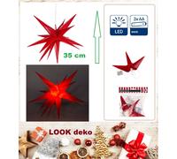 Estrella navideña LED iluminado rojo 3D 35 cm temporizador de adviento