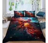 Estrella Nebulosa Juego De Funda para Edredón 3 Piezas 3D Impresa Starry Sky Theme con Cremallera Y Funda De Almohada King（220x240cm） Microfibra Juego De Cama para