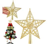 Estrella para árbol de Navidad Dorado - Plástico Hueco Punta de árbol de Navidad, Adorno Dorado para árbol de Navidads en Forma de Estrella, para una Decoración Festiva Inolvidable