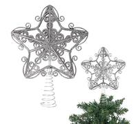 Estrella Plateada para árbol de Navidad, 14,5 cm, inastillable, para decoración de árbol de Navidad