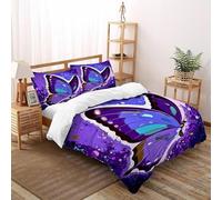 Estrellado Mariposa Funda De Edredón 3 Piezas 3D Impresa Animal Theme con Cremallera Y Funda De Almohada Double(200x200cm) Microfibra Juego De Cama para para Niñosy Hombres