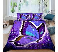Estrellado Mariposa Juego De Funda para Edredón 3 Piezas 3D Impresa Animal Theme con Cremallera Y Funda De Almohada King(220x240cm) 100% Microfibra Ropa De Cama