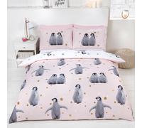 Estrellado Pingüinos Set Funda Edredón Matrimonio Reversible Niños - Rosa