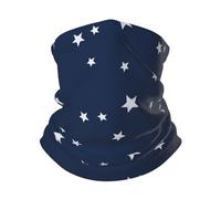 Estrellas Azul Marino Blancos Polainas De Cuello Cómodo Cuello Pañuelo Multifuncional Bufanda Facial para Senderismo Ciclismo Mujer 30X26Cm