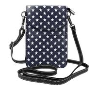Estrellas azul marino y blanco,Bolsos para celular para mujer, bolsos pequeños cruzados - Cartera para celular de cuero sintético con ranuras para tarjetas de crédito