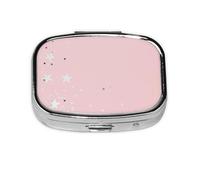 Estrellas Blancas Rosadas Estampadas, Pastillero cuadrado para bolsillo o monedero, pequeño contenedor de pastillas, organizador de pastillas de viaje