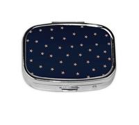 Estrellas brillantes rosadas azul oscuro y oro rosa estrelladas, Pastillero cuadrado para bolsillo o monedero, pequeño contenedor de pastillas, organizador de pastillas de viaje