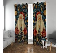 Estrellas, Cielo Nocturno, Cortinas térmicas Opacas con Ojo Navidad y Cortinas Ventana Papá Noel, Ahorro energético para el salón 2 Paneles (W140xL240cm Cada uno)