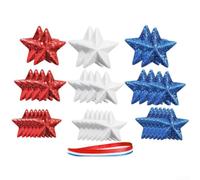 Estrellas de espuma rojas, blancas y azules, 36 piezas, decoraciones patrióticas para fiestas del 4 de julio, adornos colgantes del Reino Unido (36 piezas)