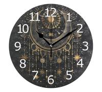 Estrellas De La Astrología Creciente Reloj Pared Reloj De Pared Fáciles De Leer Sin Vidrio Relojes De Pared para Hogar Escuela Dormitorio 25Cm