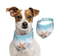 Estrellas de mar sobre Sal Marina,Pañuelos de algodón para Perros, Bufandas Ajustables para Mascotas,S