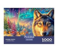 Estrellas del Lobo en la Escena de la Aurora Nevada Puzzle De 1000 Piezas Lobo Fresco Desafiante Y De Ingenio para Todas Las Edades 52x38cm/1000pcs