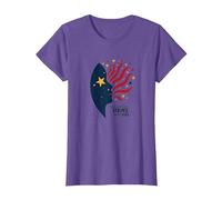 Estrellas en mis Ojos, Rayas en mi Mente Camiseta, Mujer, Morado Jaspeado, M