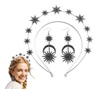 Estrellas Halo Crown, Stars Goddess Crown, Glitter Stars Tiara para mujeres con aretes, Vestido de cabeza de hecha a mano, cabeza de banda para el cabello nupcial para bodas y fiestas
