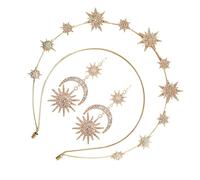 Estrellas Halo Crown, Stars Goddess Crown | Glitter Stars Tiara para mujeres con aretes - Vestido de cabeza de Diosa hecha a mano, cabeza de la banda de cabello de novia para bodas