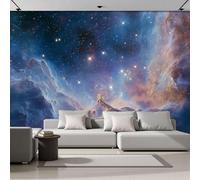 Estrellas Nebulosas Papel Tapiz Fotográfico, Papel Pintado Pared Dormitori 400Anx280Al cm, Fotográfico Decorativo Pared Paisaje Espacial 3D, Mural Tela de Seda Azul-púrpura, Antiestático