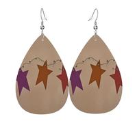 Estrellas Oxidadas Vintage Marrones Primitivas Del País Pendiente Cuero Moda Pendiente Ligeros Pendientes Colgante Para Mujer Aniversario