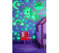 Estrellas que brillan en la oscuridad, juegos de unicornio brillante con luna de castillo y arco iris calcomanías de pared para habitación de niños, ideal para regalo de cumpleaños, calcomanías