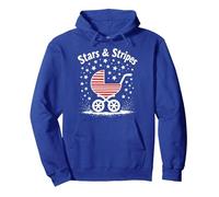 Estrellas, Rayas y Cochecito Sudadera con Capucha, Unisex para Adultos, Azul Real, M