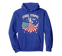 Estrellas, Rayas y Estilo Icono Sudadera con Capucha, Unisex para Adultos, Azul Real, L