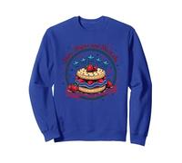 Estrellas, Rayas y Pastel Corto Sudadera, Unisex para Adultos, Azul Real, S