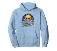 Estrellas, Rayas y Protector Solar Sudadera con Capucha, Unisex para Adultos, Azul Polvoriento, M