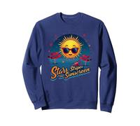 Estrellas, Rayas y Protector Solar Sudadera, Unisex para Adultos, Azul Marino, XL