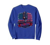 Estrellas, Rayas y Sistema de Sonido Sudadera, Unisex para Adultos, Azul Real, XL