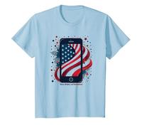 Estrellas, Rayas y teléfonos Inteligentes Camiseta, Niños, Azul Bebé, 3 años