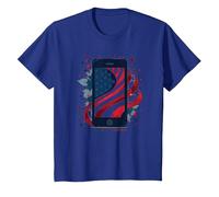 Estrellas, Rayas y teléfonos Inteligentes Camiseta, Niños, Azul Real, 6 años