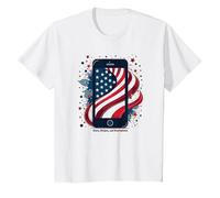 Estrellas, Rayas y teléfonos Inteligentes Camiseta, Niños, Blanco, 4 años