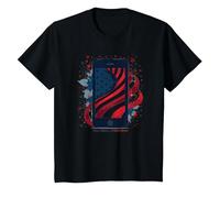 Estrellas, Rayas y teléfonos Inteligentes Camiseta, Niños, Negro, 2 años