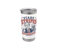 Estrellas Rayas Y Travesuras George W Bush Divertido Patriótico Vaso térmico de acero inoxidable de doble pared