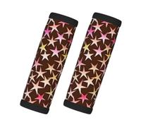Estrellas satinadas rosas sobre chocolate, 2 piezas de fundas para asas de equipaje, cubiertas suaves y cómodas para asas de equipaje. Etiqueta para equipaje.