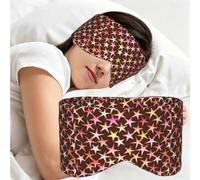 Estrellas satinadas rosas sobre chocolate, Antifaz para dormir, ideal para el hogar, viajes y trabajo por turnos. Cubre completamente los ojos y bloquea la luz.