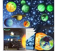 Estrellas y planetas que brillan en la oscuridad, calcomanías de pared brillantes del sistema solar, calcomanías de techo brillantes para dormitorio de niños, cualquier habitación, decoración de
