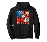 Estrellas Y Rayas Con Margaritas Y Amapolas Flores Sudadera con Capucha