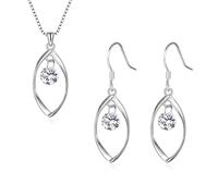 Estrellique 925 Sterling Silber Schmuckset für Damen, Silber Twist Halskette & Ohrringe Anhänger Schmuckset, 925 Silber Schmuckset mit AAAAA Zirkonia Schmuckset Geschenkbox für Frauen zum Geburtstag,