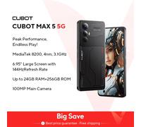 [Estreno mundial] CUBOT MAX 5, Smartphone Android 5G, Dimensidad 8200, Pantalla grande de 6,95" 144 Hz, 24+256 GB, Teléfono para juegos, Agregado al carrito Black