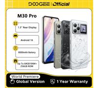 Estreno Mundial del Teléfono Inteligente DOOGEE M30 Pro con Pantalla Trasera de 1.3'', 8000 mAh, Pantalla de 6.88'', 64 GB de RAM (8 GB + 56 GB), 256 GB de ROM, Android 16, NFC 8GB 256GB Black