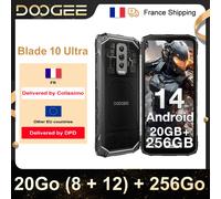 [Estreno mundial] DOOGEE Blade 10 Ultra Smartphone 20 GB (8 + 12) 256 GB 50 MP 6.56 '' Teléfono móvil resistente NFC Android 14 Stealth black