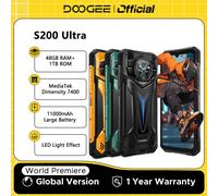 Estreno mundial DOOGEE S200 teléfono Ultra resistente 48GB + 1TB Dimensidad 7400 6,72 ”FHD + 120Hz Pantalla 11000mAh Batería 66W NFC Smartphone 12GB 512GB BLACK