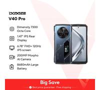 Estreno mundial DOOGEE V40 Pro 5G teléfono resistente 6,78 "16GB + 512GB teléfonos para juegos dimensión 7300 200MP cámara AI 8680mAh Android 14 16GB 512GB Silver