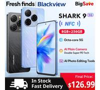【Estreno mundial】Teléfono inteligente Blackview SHARK 9 5G Pantalla HD+ IPS de 6,67'' 90Hz NFC Cámara principal AI de 50MP GPS Android 14 Teléfono móvil Black