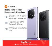 Estreno mundial Versión global Redmi Note 14 Pro+ 5G 14 pro plus Smartphone Snapdragon 7s Gen 3 Cámara trasera de 200MP Black 8GB 256GB
